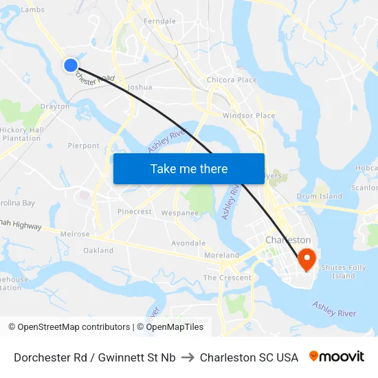 Dorchester Rd / Gwinnett St Nb to Charleston SC USA map