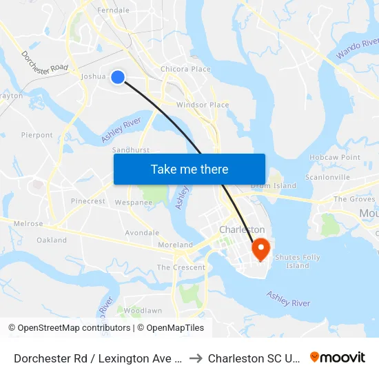 Dorchester Rd / Lexington Ave Sb to Charleston SC USA map