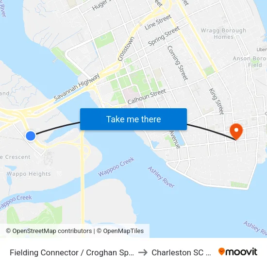Fielding Connector / Croghan Spur Rd to Charleston SC USA map
