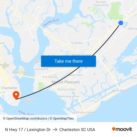 N Hwy 17 / Lexington Dr to Charleston SC USA map
