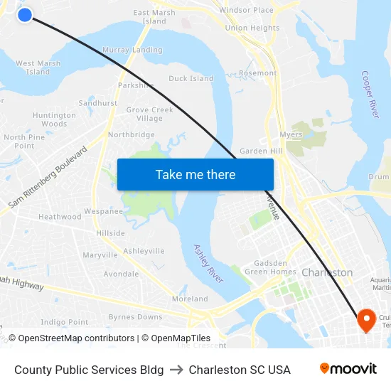 County Public Services Bldg to Charleston SC USA map