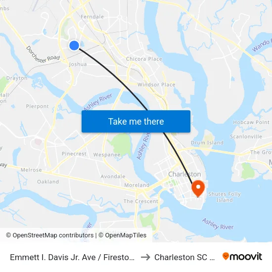 Emmett I. Davis Jr. Ave / Firestone Rd to Charleston SC USA map