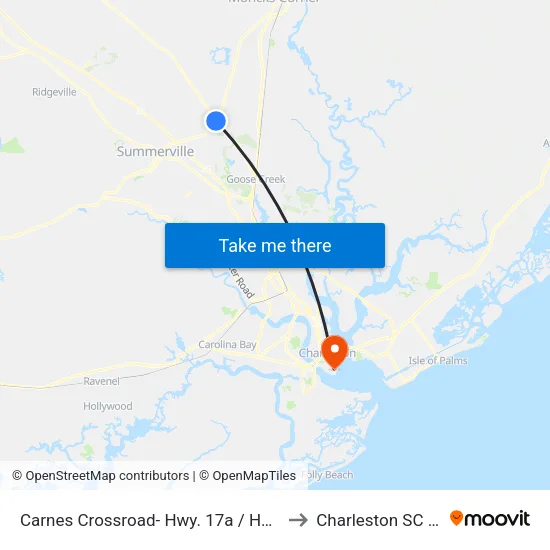 Carnes Crossroad- Hwy. 17a / Hwy. 176 to Charleston SC USA map
