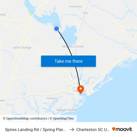 Spires Landing Rd / Spring Plain Rd to Charleston SC USA map