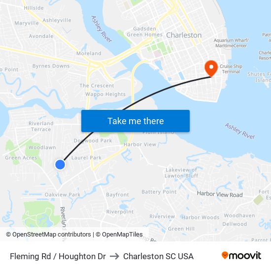 Fleming Rd / Houghton Dr to Charleston SC USA map