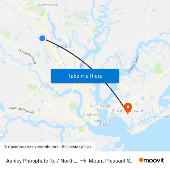 Ashley Phosphate Rd / Northside Dr to Mount Pleasant SC USA map