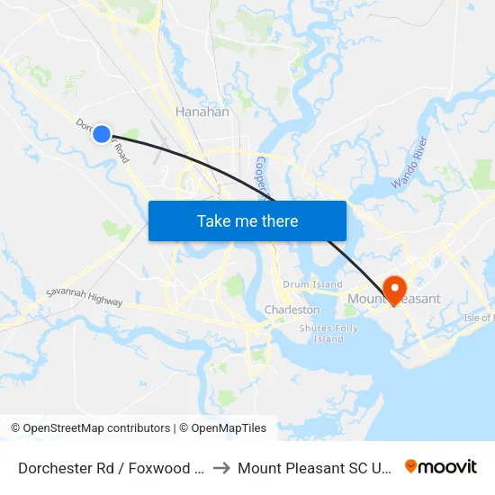 Dorchester Rd / Foxwood Dr to Mount Pleasant SC USA map