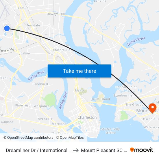 Dreamliner Dr / International Blvd to Mount Pleasant SC USA map