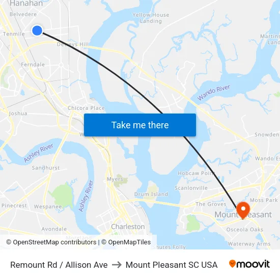 Remount Rd / Allison Ave to Mount Pleasant SC USA map