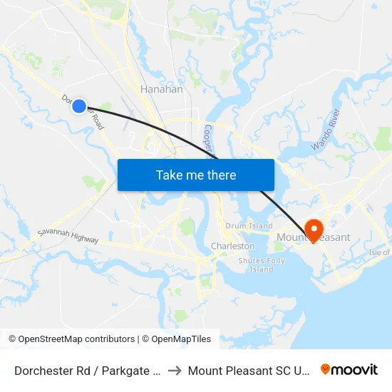 Dorchester Rd / Parkgate Dr to Mount Pleasant SC USA map