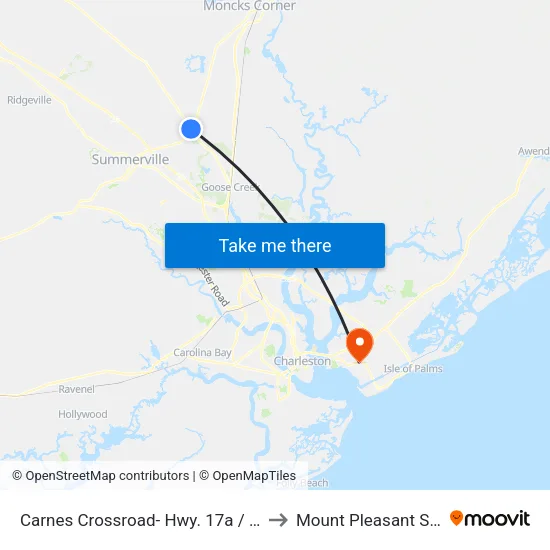 Carnes Crossroad- Hwy. 17a / Hwy. 176 to Mount Pleasant SC USA map