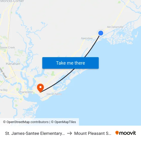 St. James-Santee Elementary School to Mount Pleasant SC USA map