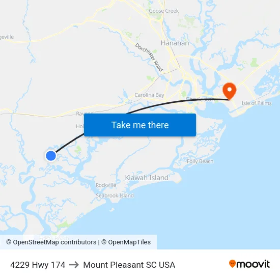 4229 Hwy 174 to Mount Pleasant SC USA map