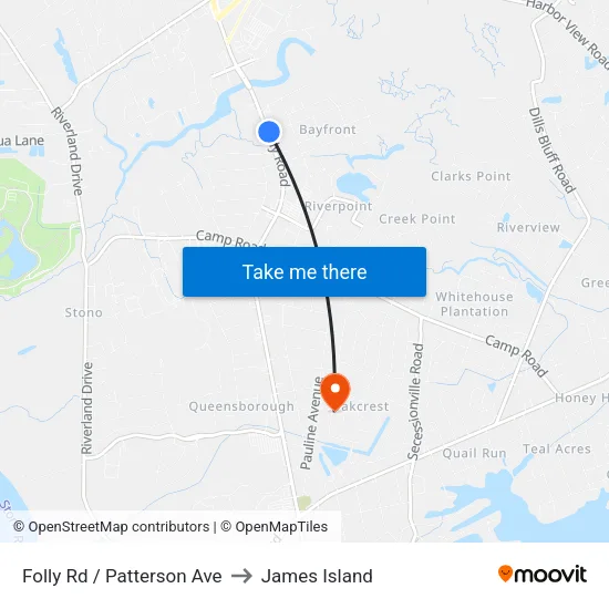 Folly Rd / Patterson Ave to James Island map
