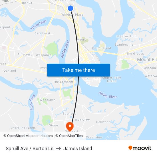 Spruill Ave / Burton Ln to James Island map