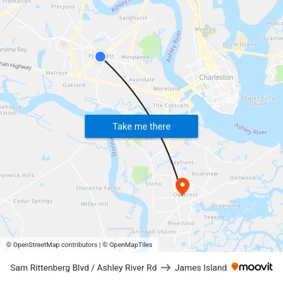 Sam Rittenberg Blvd / Ashley River Rd to James Island map