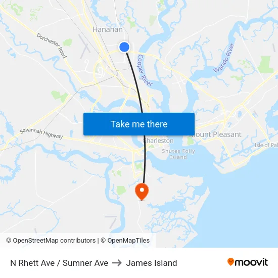N Rhett Ave / Sumner Ave to James Island map