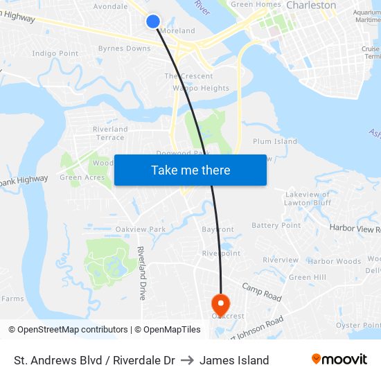 St. Andrews Blvd / Riverdale Dr to James Island map