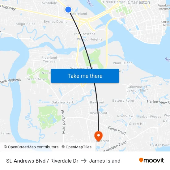 St. Andrews Blvd / Riverdale Dr to James Island map