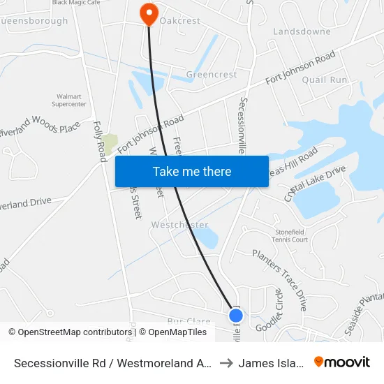 Secessionville Rd / Westmoreland Ave to James Island map