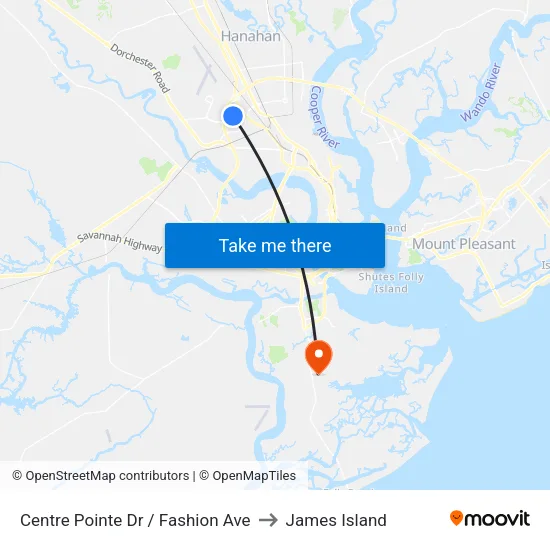 Centre Pointe Dr / Fashion Ave to James Island map
