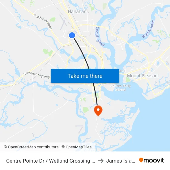 Centre Pointe Dr / Wetland Crossing Rd to James Island map