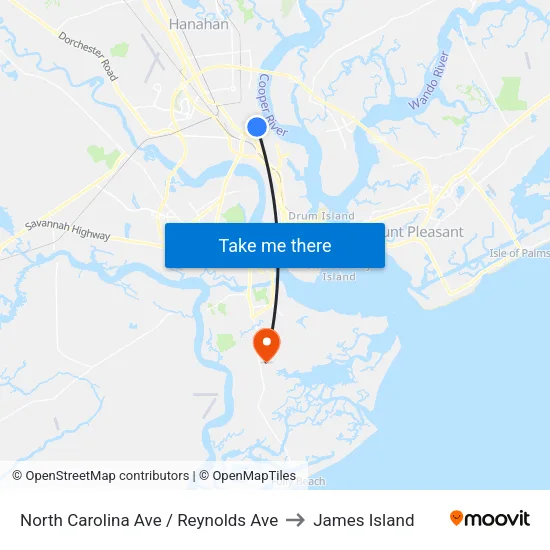 North Carolina Ave / Reynolds Ave to James Island map