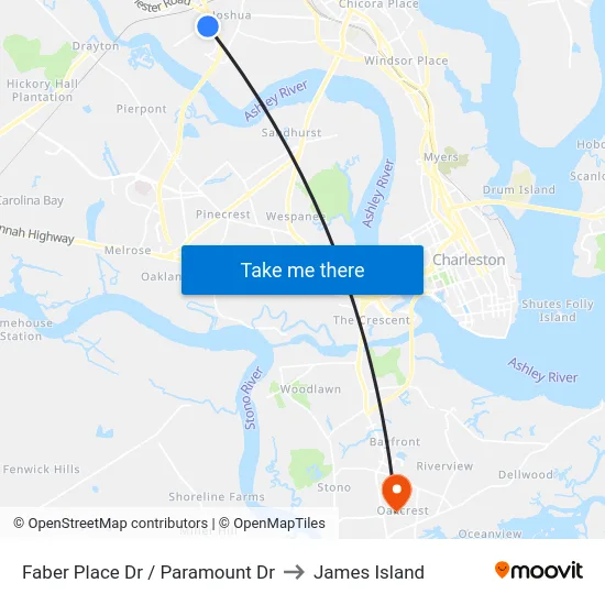 Faber Place Dr / Paramount Dr to James Island map