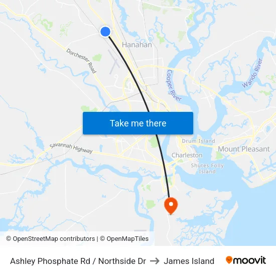Ashley Phosphate Rd / Northside Dr to James Island map
