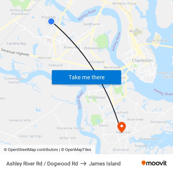 Ashley River Rd / Dogwood Rd to James Island map