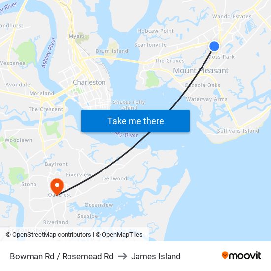 Bowman Rd / Rosemead Rd to James Island map