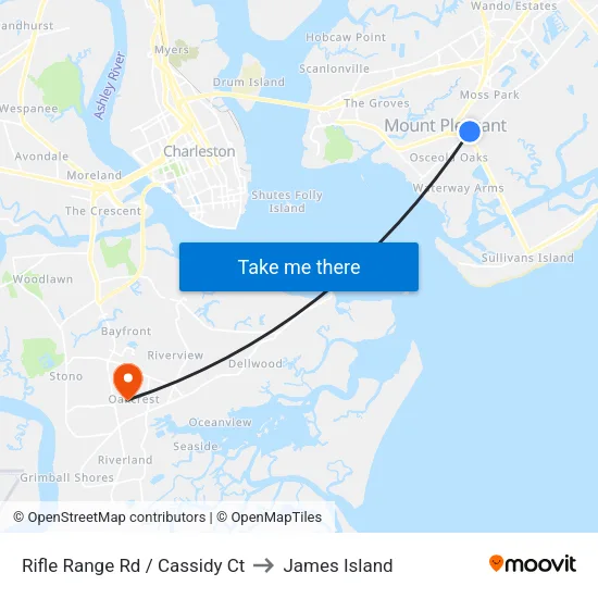 Rifle Range Rd / Cassidy Ct to James Island map