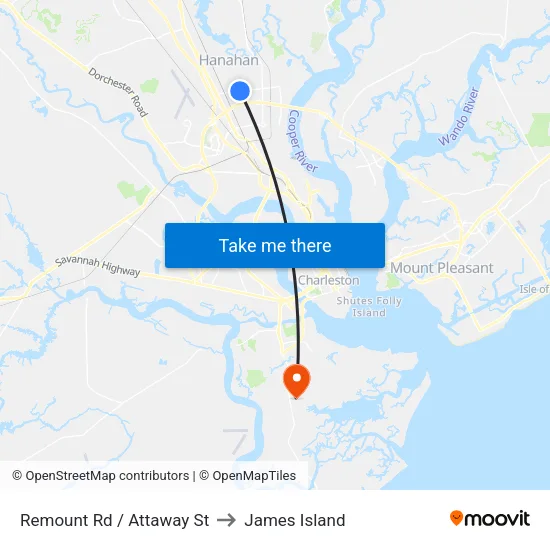 Remount Rd / Attaway St to James Island map