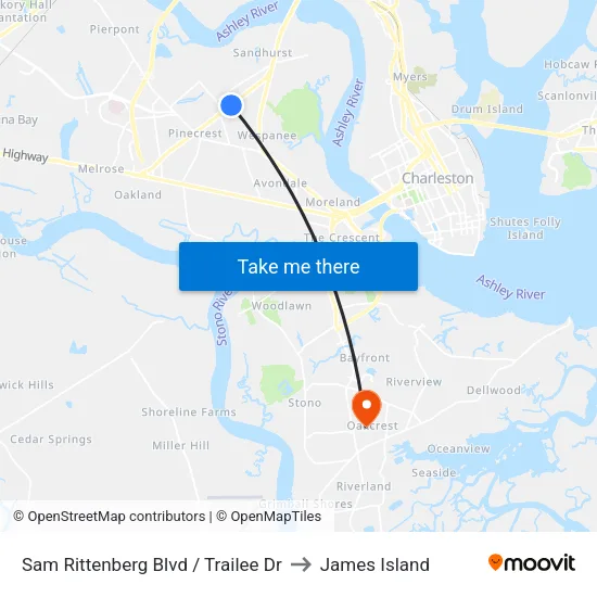 Sam Rittenberg Blvd / Trailee Dr to James Island map