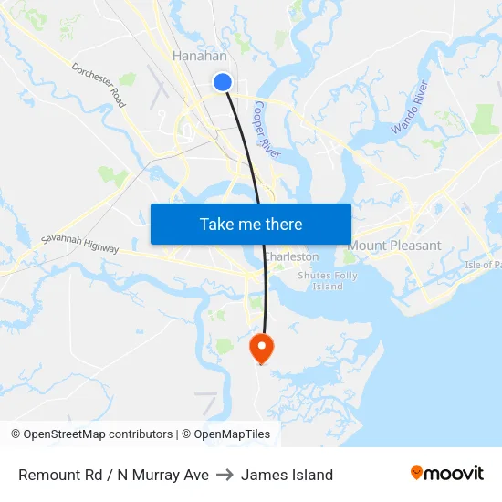 Remount Rd / N Murray Ave to James Island map