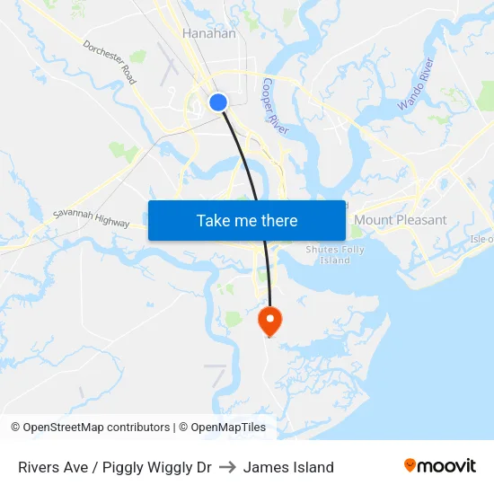 Rivers Ave / Piggly Wiggly Dr to James Island map
