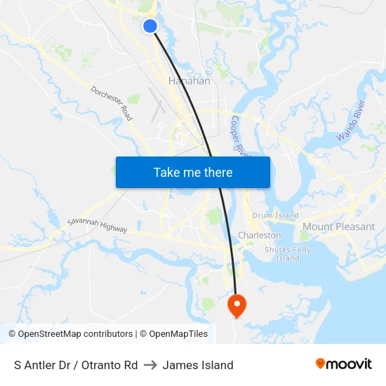 S Antler Dr / Otranto Rd to James Island map