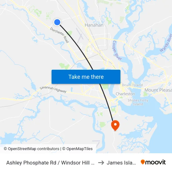 Ashley Phosphate Rd / Windsor Hill Dr to James Island map