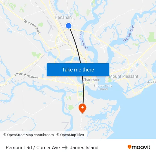 Remount Rd / Corner Ave to James Island map