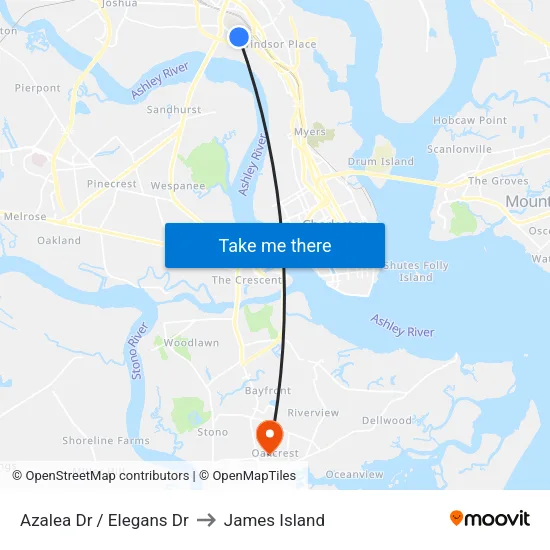 Azalea Dr / Elegans Dr to James Island map