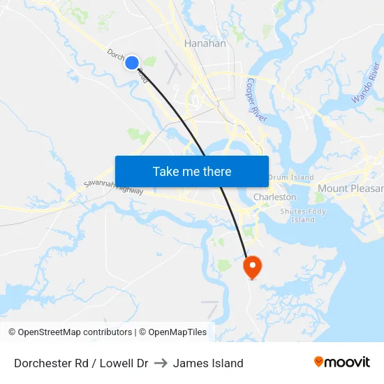 Dorchester Rd / Lowell Dr to James Island map