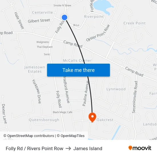 Folly Rd / Rivers Point Row to James Island map