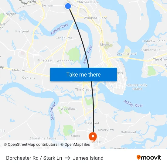 Dorchester Rd / Stark Ln to James Island map