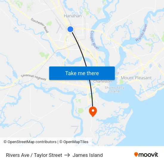 Rivers Ave / Taylor Street to James Island map