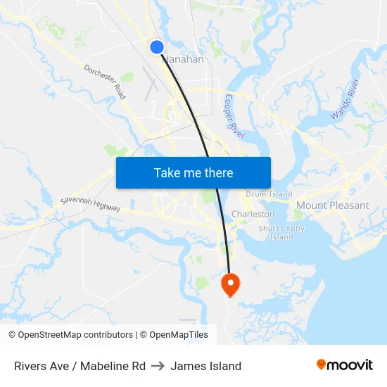 Rivers Ave / Mabeline Rd to James Island map