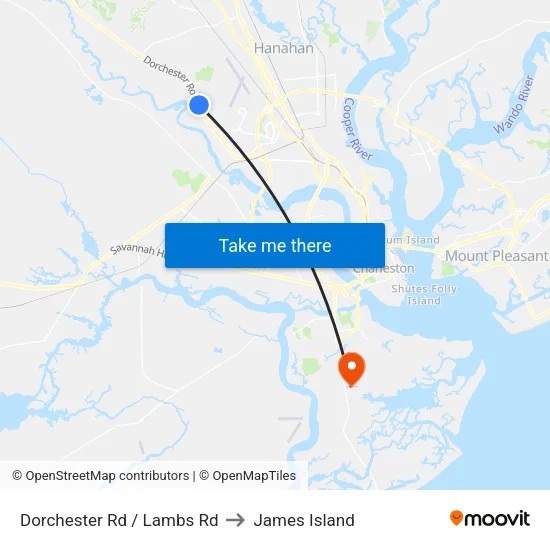 Dorchester Rd / Lambs Rd to James Island map