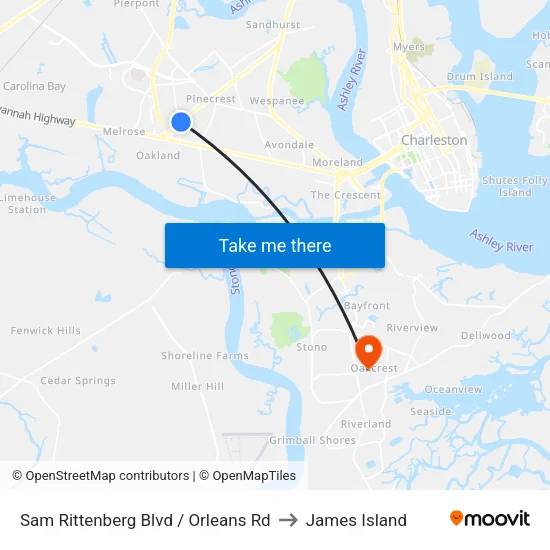 Sam Rittenberg Blvd / Orleans Rd to James Island map