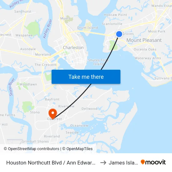 Houston Northcutt Blvd / Ann Edwards Ln to James Island map
