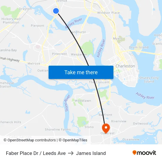 Faber Place Dr / Leeds Ave to James Island map