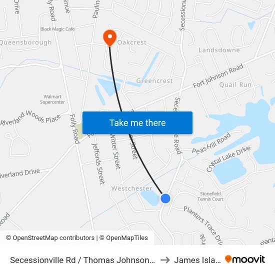 Secessionville Rd / Thomas Johnson Park to James Island map